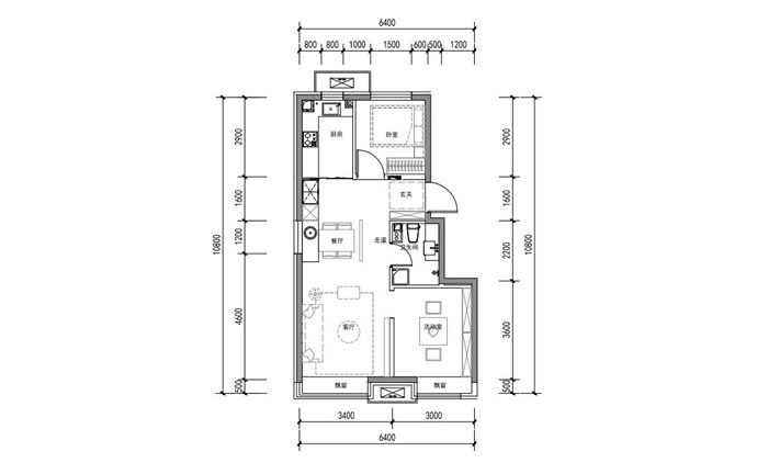 宸悦国际建面74㎡两居