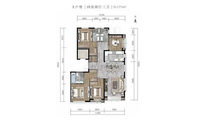 保利绿城和锦诚园建面171㎡四居