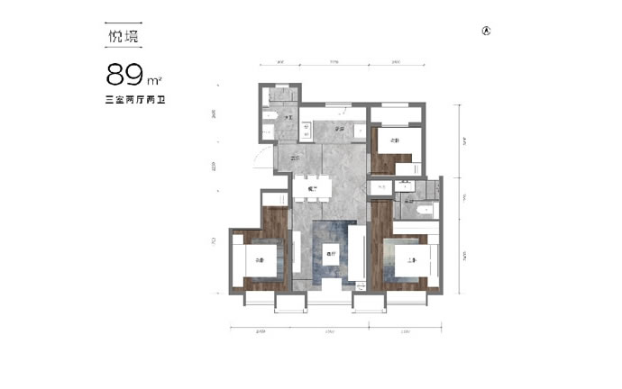 和悦春风建面89㎡三居